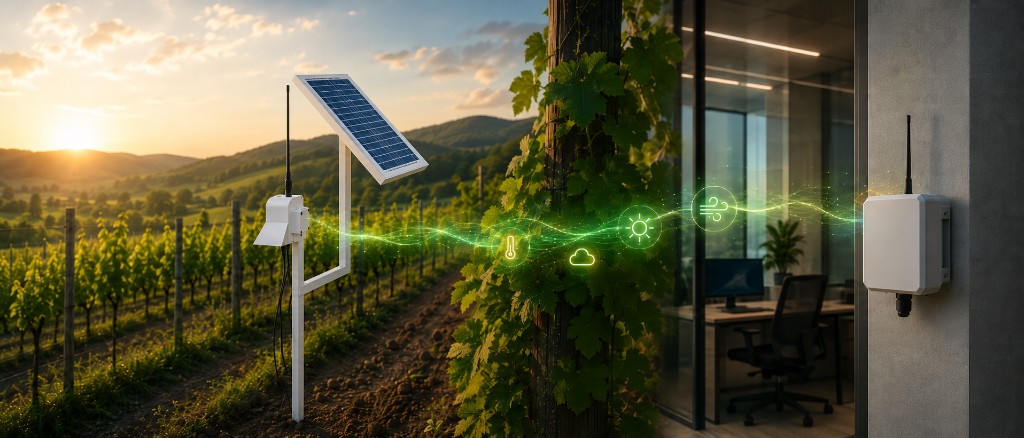 Польова метеостанція meteoda передає дані через LoRa на базовий шлюз